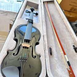 Violin for Beginners, WITEK Violin 4/4 with Handmade Violin of Pearlescent Include Hard Case, black G-10