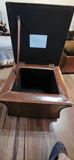 Barclay Butera Leather Storage Ottoman