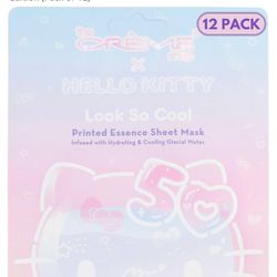 The Crème Shop x Hello Kitty Look So Cool Printed Essence Sheet Mask, Infused with Hydrating and Cooling Glacial Water, Korean Face Mask - 50th Year A