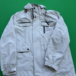 Leduntino Men’s Fashion Casual jacket Windbreaker Warm Ivory Color Large