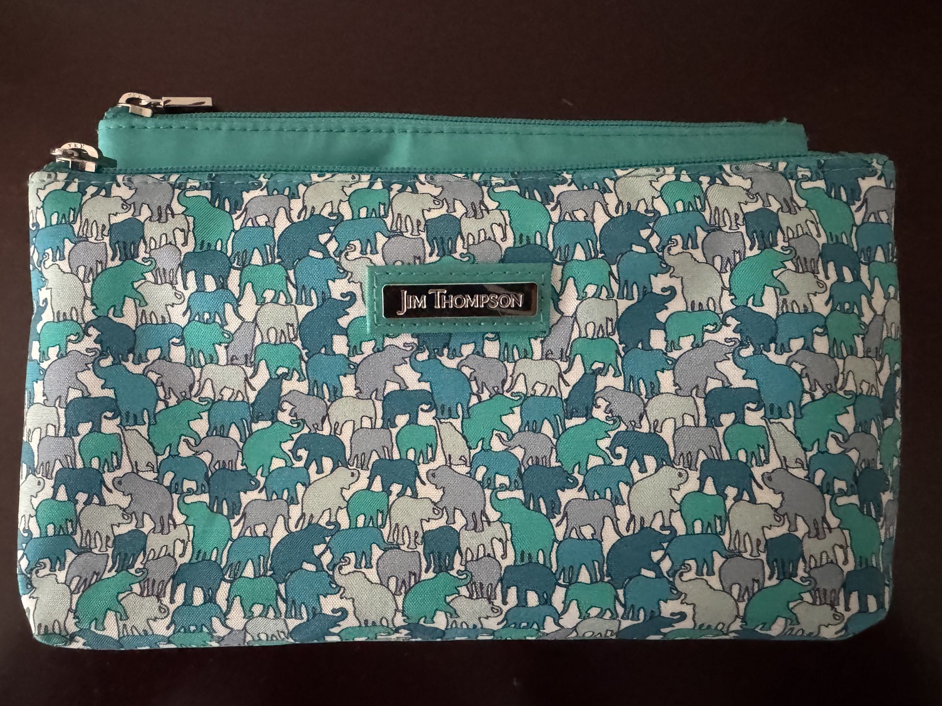 Jim Thompson Silk Elephant Print Cosmetics Pouch