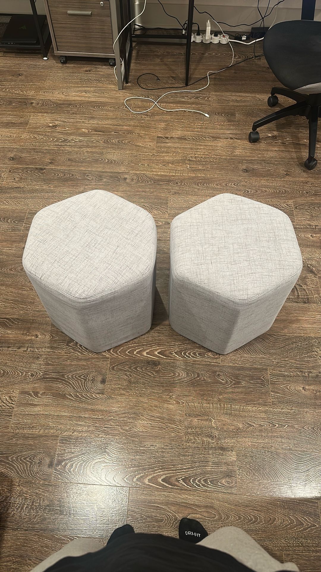 2 Grey Ottomans