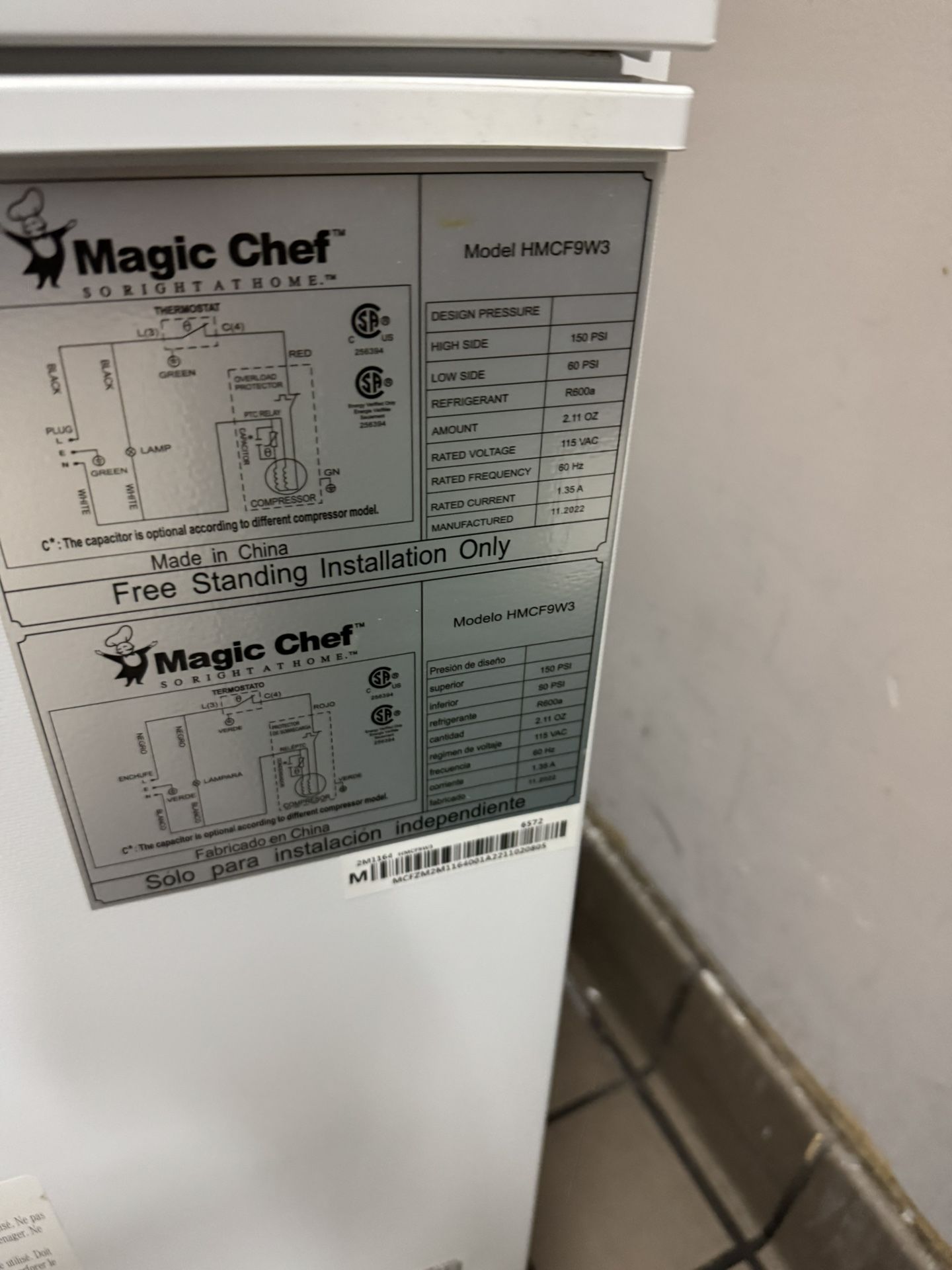 Freezer Magic Chef