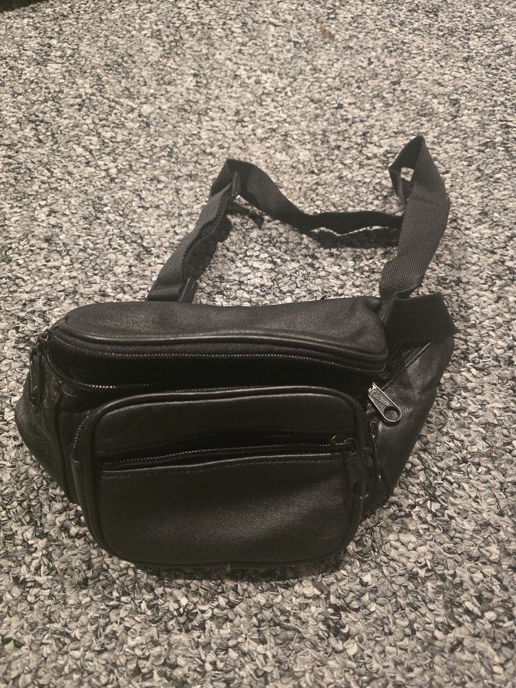 Vintage Soft Leather Fanny Pack Waist Boho Crossbody Patchwork Black Belt Bag 90