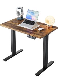 Like-New 32” Vintage Brown Electric Sit Stand Desk | 4 Memory Height Presets, All Complete Parts  Like new 32 inch electric height adjustable standing