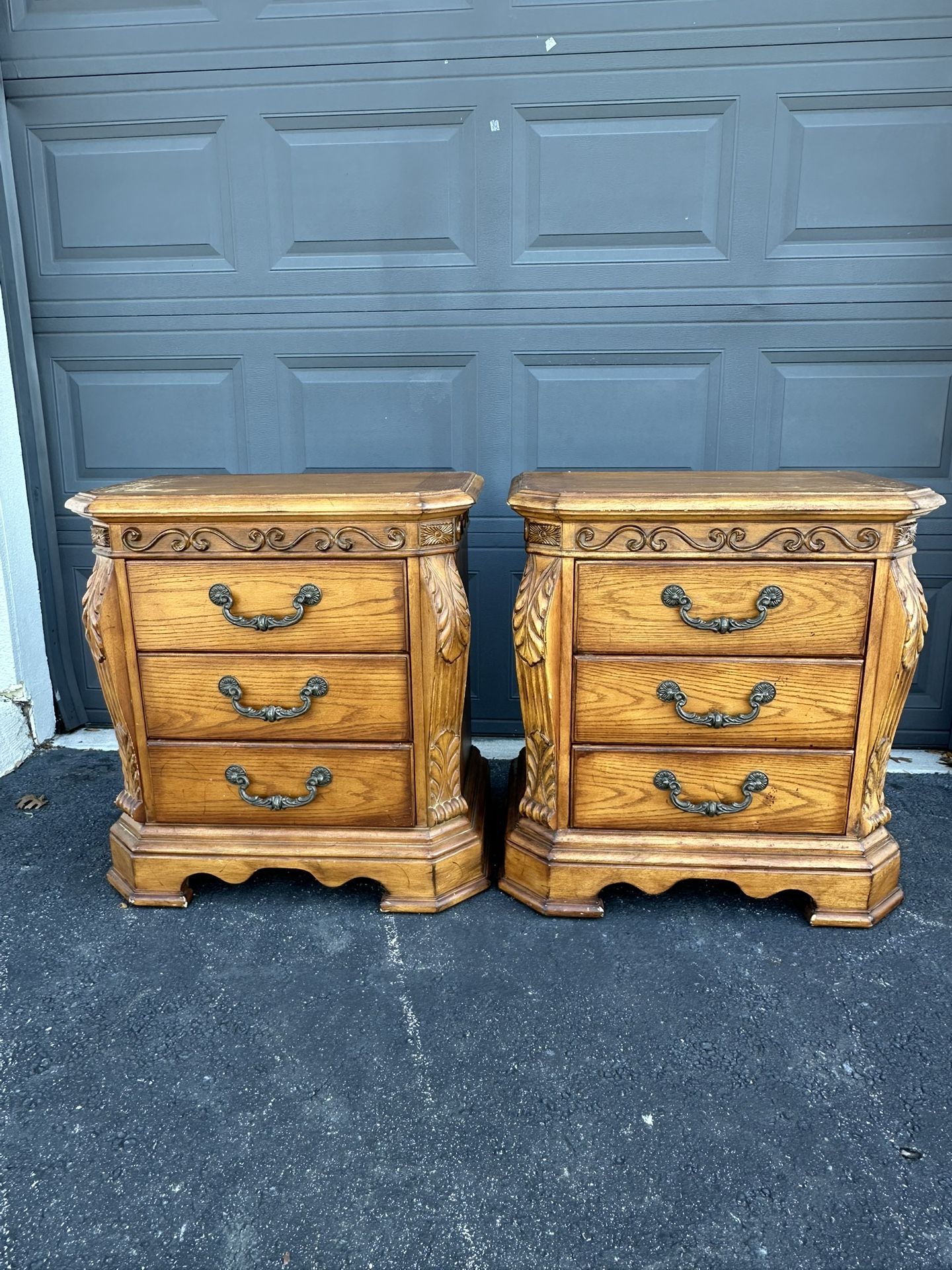 Pair of Vintage Handcrafted Nightstands – Solid Wood | 2 Pieces 