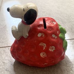 Rare SNOOPY Coin Piggy Bank Peanuts Gang Camp Knotts Berry Farm Figurine Kawaii Kitsch Retro 50s 60s MCM