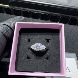 GRA certified 2ct Moissanite center stone baguette ring 925 sterling silver size 8