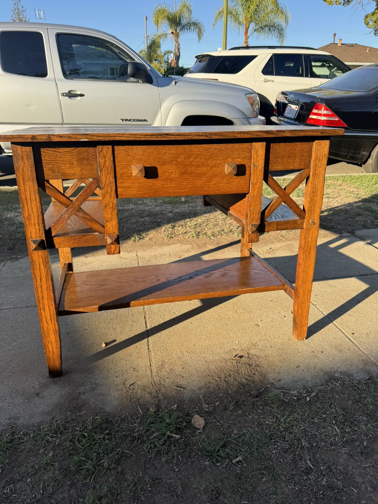 Antique Arts and Crafts or Mission-style library table or desk