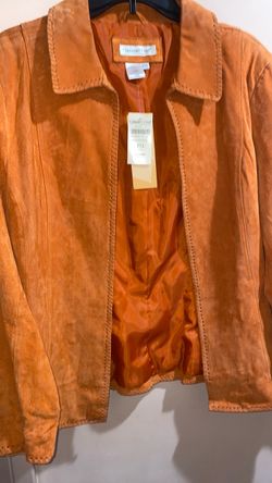 Orange leather coat new with tags