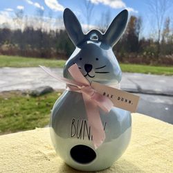 Brand New Rae Dunn Large Blue Bunny Bird House 