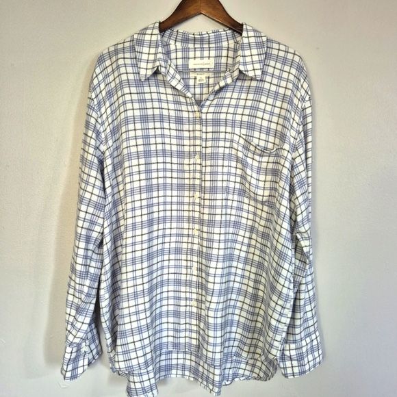 Treasure & Bond Lightweight Flannel Plaid Boyfriend Fit Shirt XL