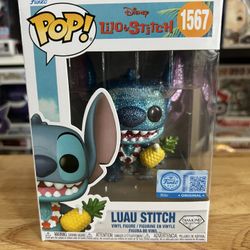 IN HAND NEW HOLLYWOOD EXC DIAMOND GLITTER LE Luau Stitch Funko Pop #1567 Disney