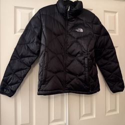 WOMENS LARGE NORTH FACE PUFFER JACKET COAT BLACK 550
