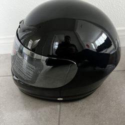 Bike Helmet Black Silver Visor Dot New Size Large 