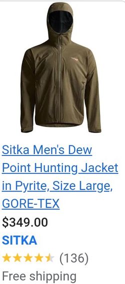 Sitka gore tex jacket top