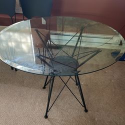 Glass table with 4 chairs