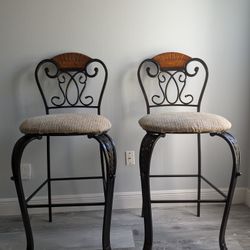 Two Iron Bar Stools