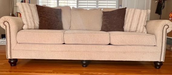 Signature Design by Ashley Sofa, Tan with Nailhead Trim
