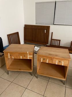 Pair of Heavy Solid Maple Nightstands – Great Condition