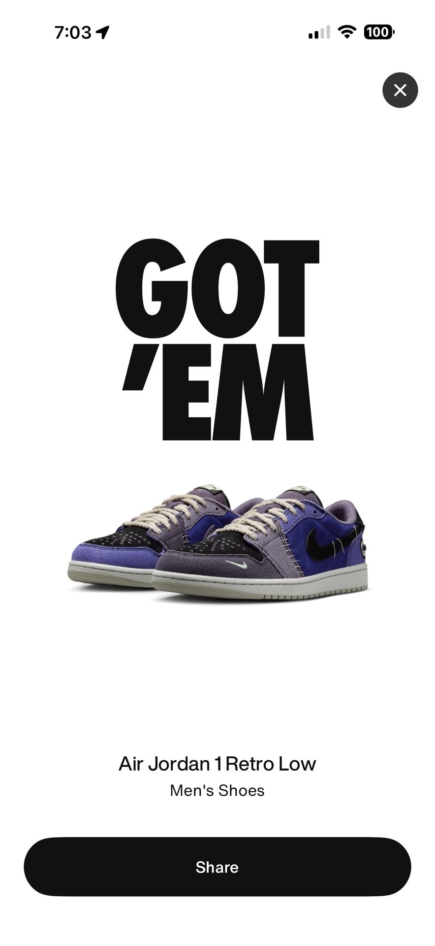 Jordan 1 Low Vudu OG alternate 9 1/2 And 8