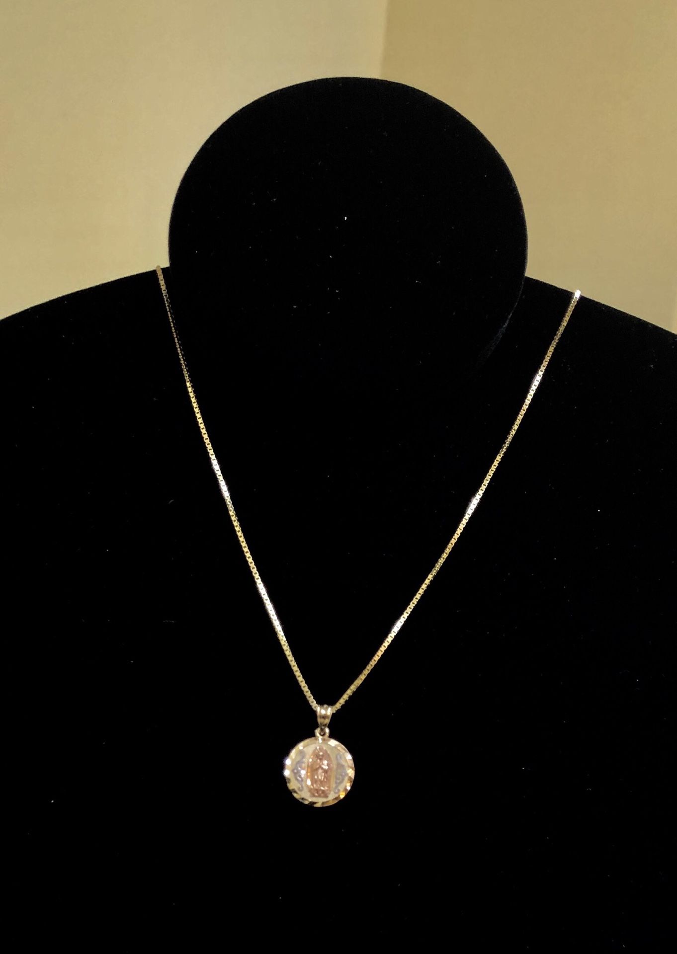 Guadalupe religious pendant 14K REAL YELLOW , WHITE & ROSE GOLD