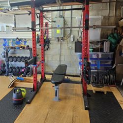 GYM, Power Rack, Preacher curl,  Calfs Machine,  ect