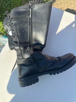 Black Leather Lace-Up Harley Davidson Boots
