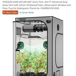 4x4 VIVOSUN Advance Grow Tent with VIVOSUN Air Filtration Kit Black Carbon Filter and 8' of Ducting