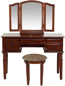 BOWERY HILL Dressing Set with Stool in Cherry