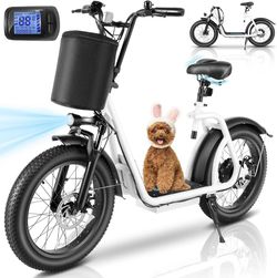 Caroma Peak 800w Electric Scooter Adults 20"X3" Fat Tire, 20 MPH Top Speed & 30 Miles Range, Off-Road E Scooter w/Adjustable Seat & Grocery Bag, Folda
