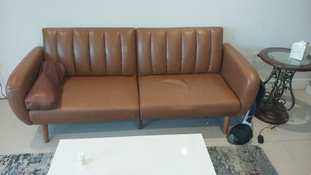 Leather mid century modern sofa