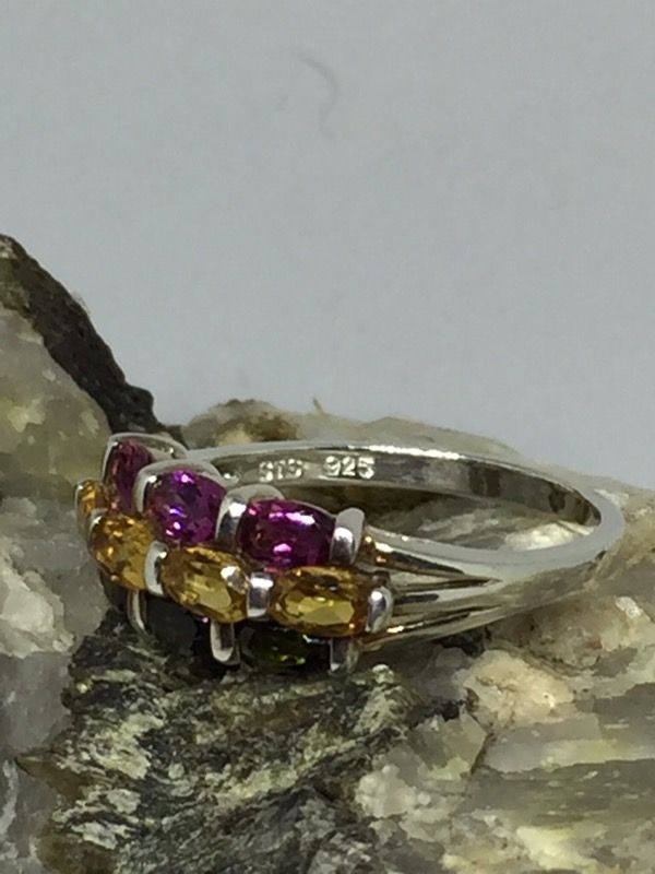925 Sterling Silver Iolite & Citrine Ring