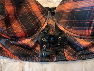 Cacique Plaid Bra 44DDD red and black