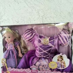 *Disney* Rapunzel doll and toddler dress gift set  k new! Fits 2T-4T