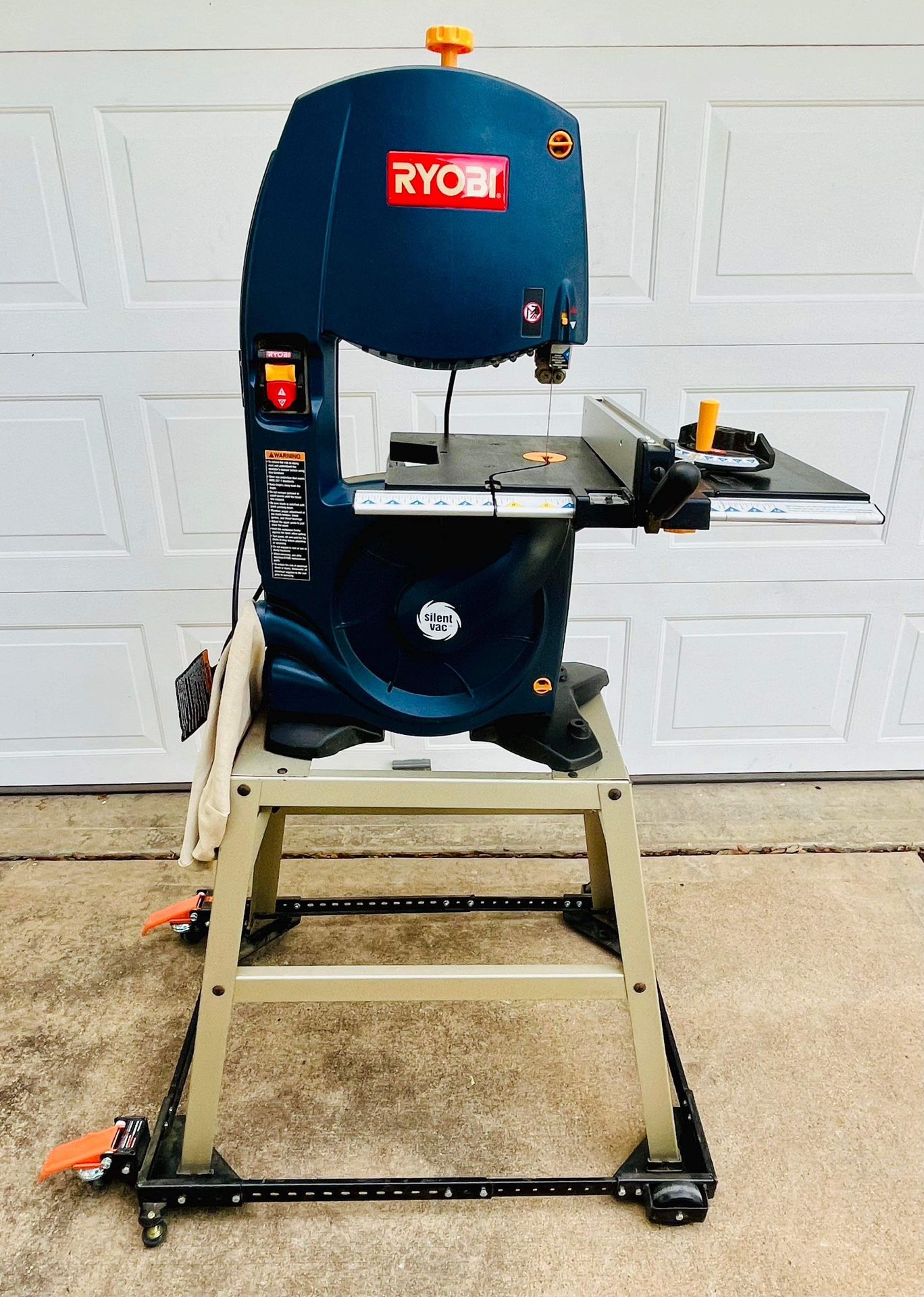 RYOBI 10” Band Saw and Stand with Roller Platform