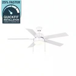 Hampton Bay 52 in. Corwin Indoor/Outdoor Matte White LED Ceiling Fan with Light Kit