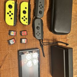 Nintendo Switch With 2 Controllers And Games 