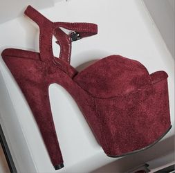 Burgundy Pleaser Platform Heels 