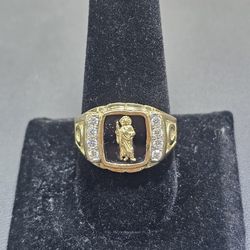 14kt YG St. Jude Ring. (C-2) SIZE 10.5 ASK FOR RYAN. #(contact info removed)19
