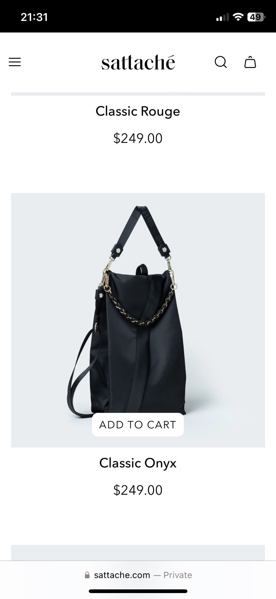 Sattache Classic Black Bag
