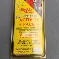 Pepperell S'getti Strings Activity Pack, containing round, flexible craft lacing in primary colors for making various projects. 