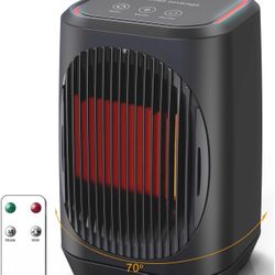 Small Space Heater, Portable Electric Heaters for Indoor Use With 3 Modes, 70° Oscillation, Remote Control, Energy Efficient, Low Noise,1500W PTC Cera