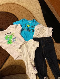 24 month clothing two white onesies one pair of pants and two shirts