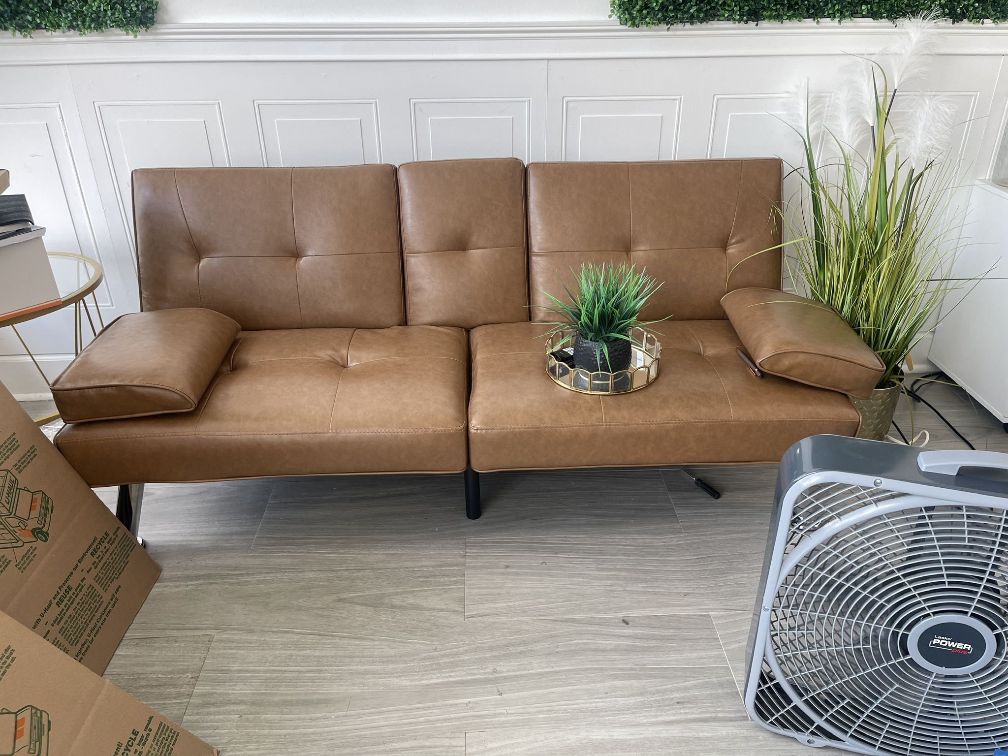 Faux Leather Futon