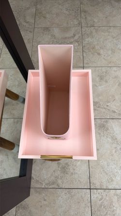 Pink Desk Organizer with Gold Accents