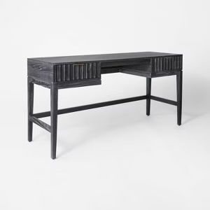 60” Black Scalloped Drawer Desk