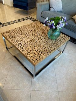 Casual Elements Natural And Stainless Steel Twig Branch Coffee Table