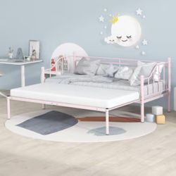 Pink Twin Trundle Bed Frame, Brand New