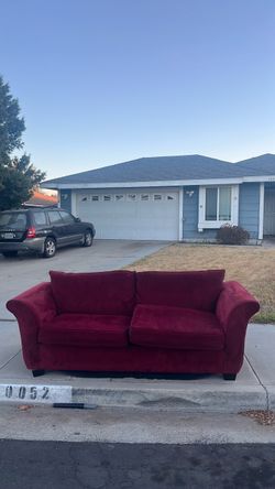 Red Microfiber Two-Cushion Sofa